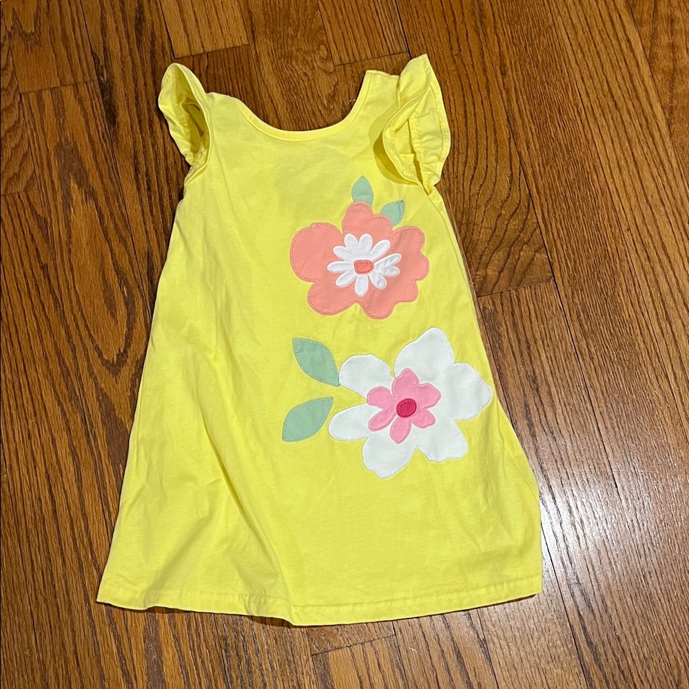 Blueberi Boulevard Sunny Yellow Dress with floral front pattern girls size 4